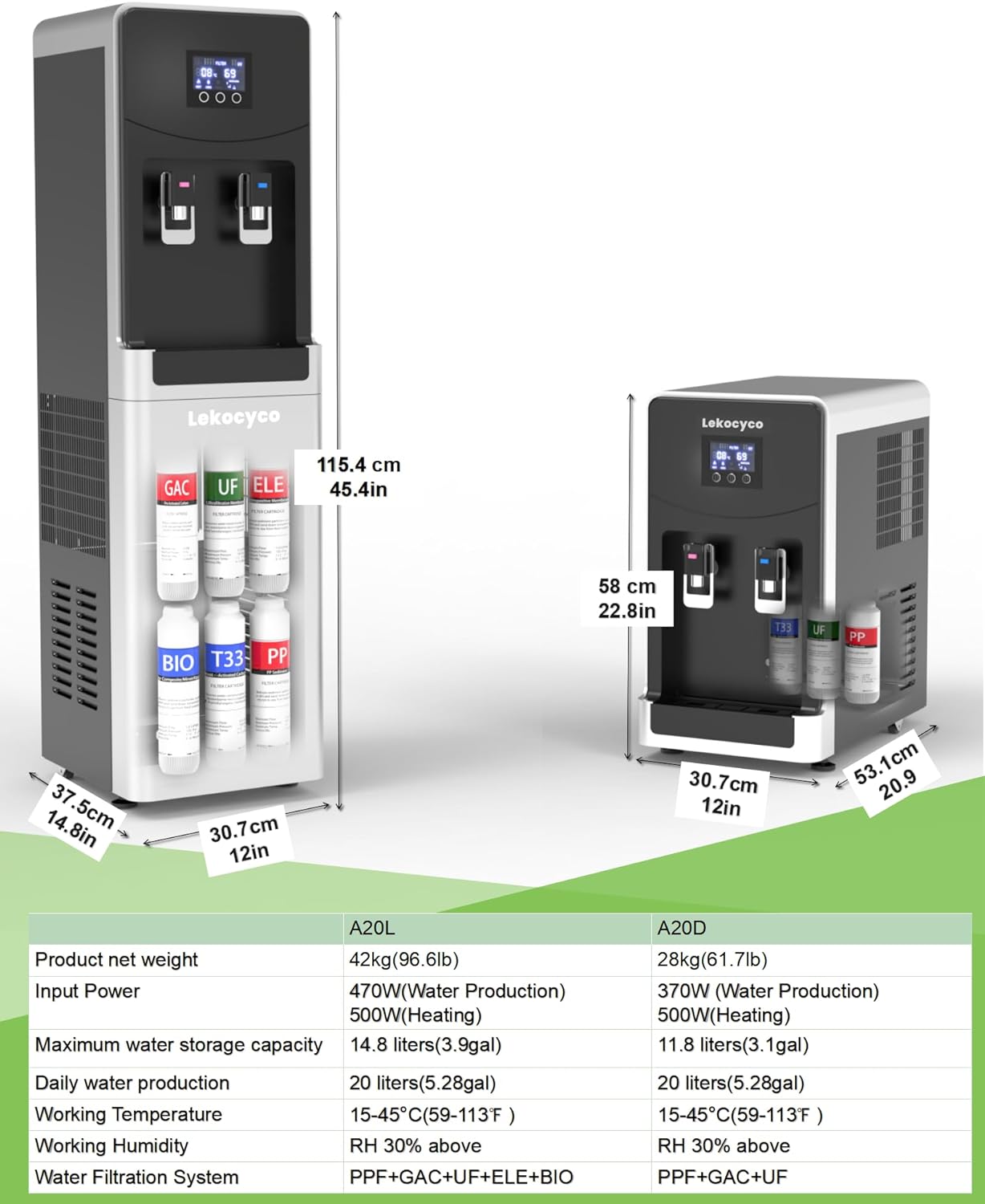 20L Atmospheric Water Generator,No Need to Connect the Pipe, Producing 20L(5.3Gallons) of Hot & Cold Pure Water per Day, the Ideal AWG for Off-Grid Living