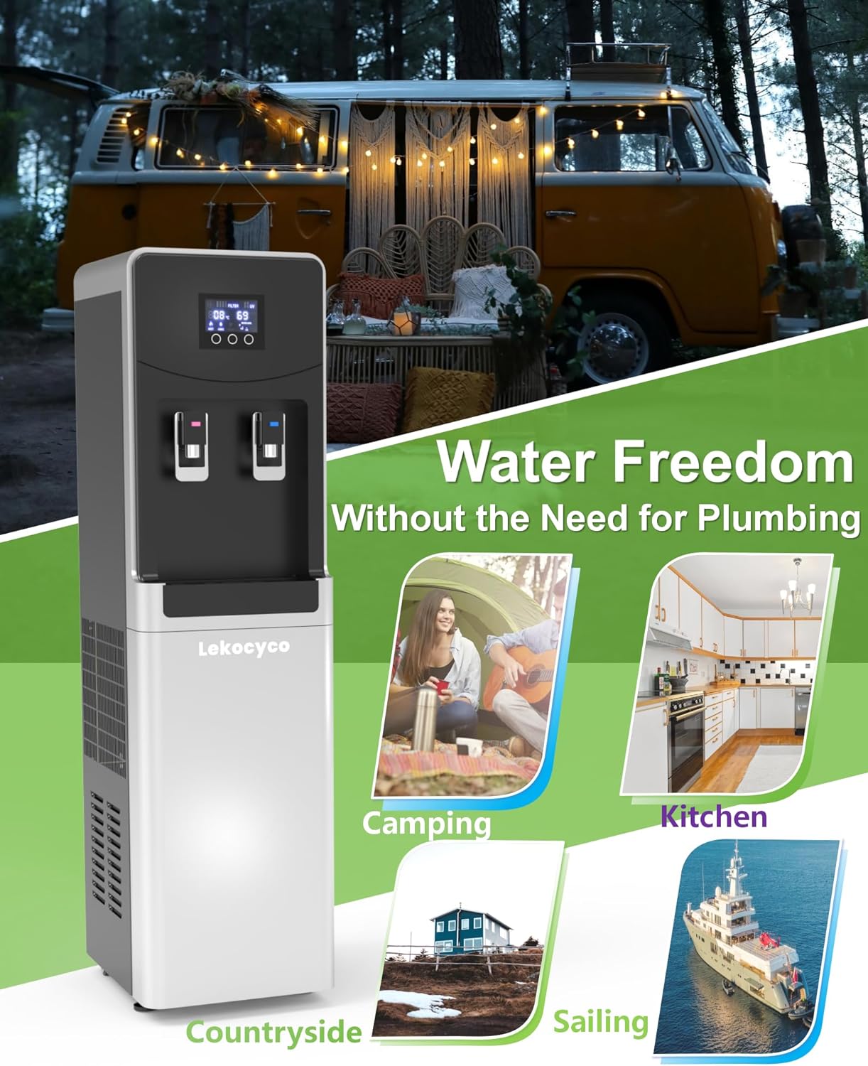 20L Atmospheric Water Generator,No Need to Connect the Pipe, Producing 20L(5.3Gallons) of Hot & Cold Pure Water per Day, the Ideal AWG for Off-Grid Living