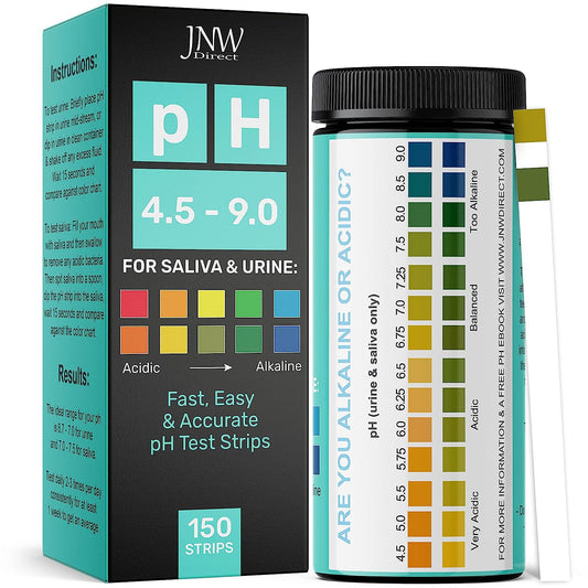 Ph Test Strips for Urine and Saliva Testing (4.5-9.0) - Alkaline Ph Test Strips with Ebook - Ph Level Test Kit with Quick & Easy Ph Testing Strips - Ultimate Acidity Test Kit - 150 Strips,