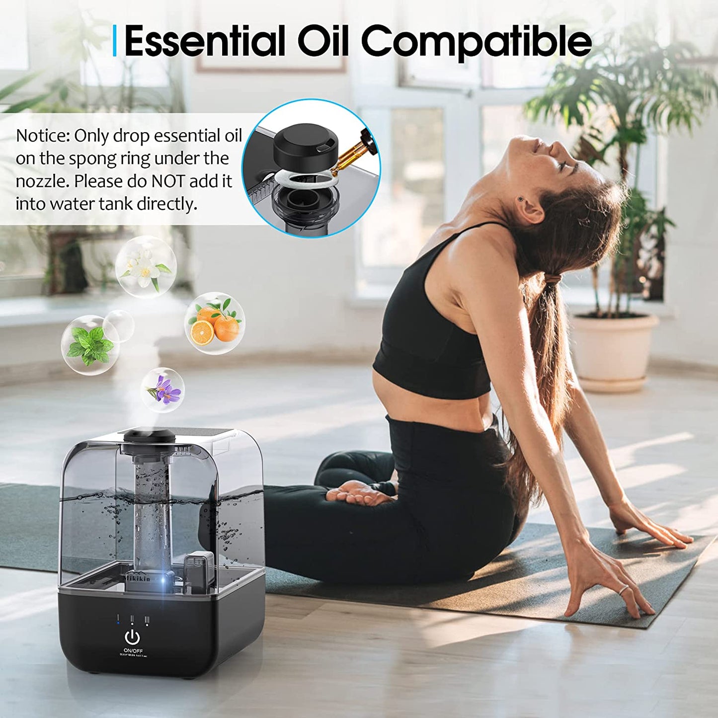 Cool Mist Humidifier, Ultrasonic Air Humidifiers for Bedroom Babies Home, 4.5L Large Top Fill Desk Humidifiers with Three Mist Modes, 360° Nozzle, Auto Shut-Off, Lasts up to 30 Hours, Super Quiet