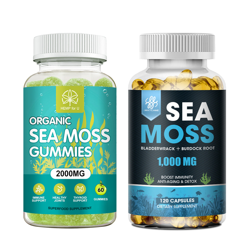 Organic Sea Moss Gummies - 100% Pure Irish Sea Moss Bladderwrack Burdock Root