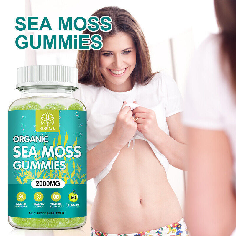 Organic Sea Moss Gummies - 100% Pure Irish Sea Moss Bladderwrack Burdock Root