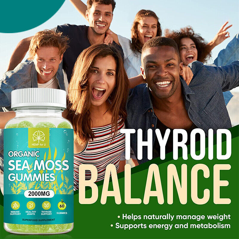 Organic Sea Moss Gummies - 100% Pure Irish Sea Moss Bladderwrack Burdock Root