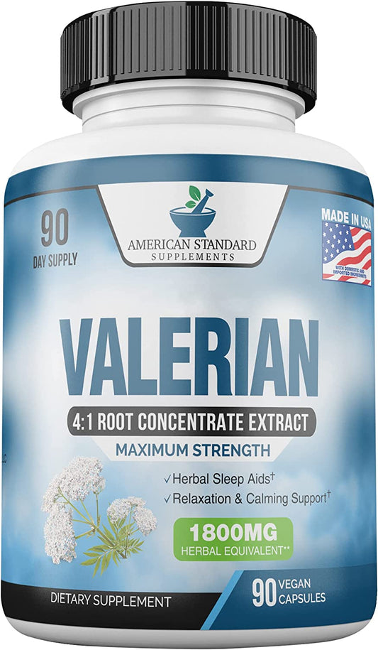 Valerian Root Capsules Organic 1800Mg, Valerian Root, Valerian, Organic Valerian Root, Organic Valerian Root Capsules for Relaxation, Calm and Sleep Health,90 Veggie Capsules, 3 Month Supply