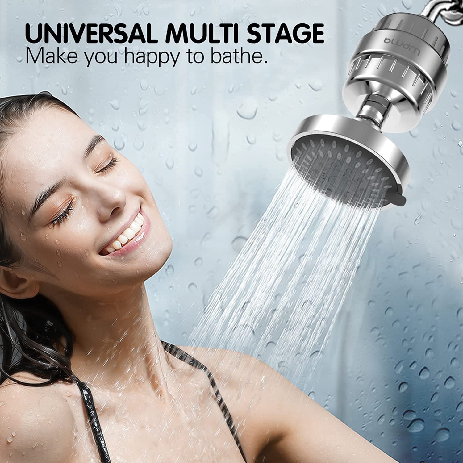 15 Stage Shower Filter - Shower Head Filter - Hard Water Filter, Remove Chlorine Heavy Metals and Other Sediments, Vitamin C Water Softener Reduces Dry Itchy Skin, Dandruff BWDM (Chrome)