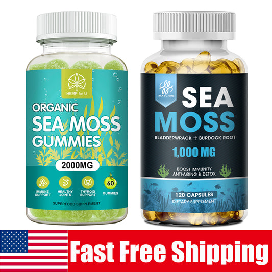 Organic Sea Moss Gummies - 100% Pure Irish Sea Moss Bladderwrack Burdock Root