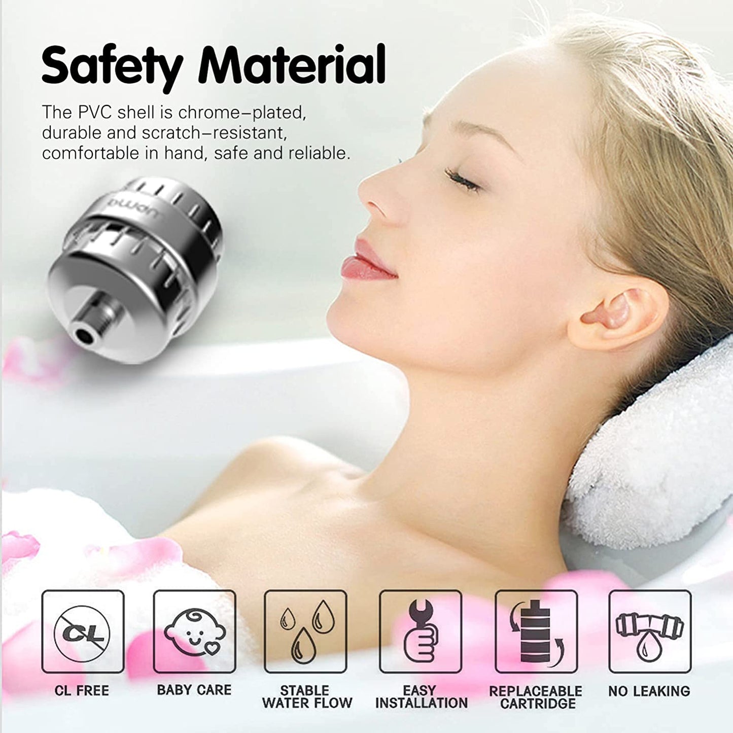 15 Stage Shower Filter - Shower Head Filter - Hard Water Filter, Remove Chlorine Heavy Metals and Other Sediments, Vitamin C Water Softener Reduces Dry Itchy Skin, Dandruff BWDM (Chrome)