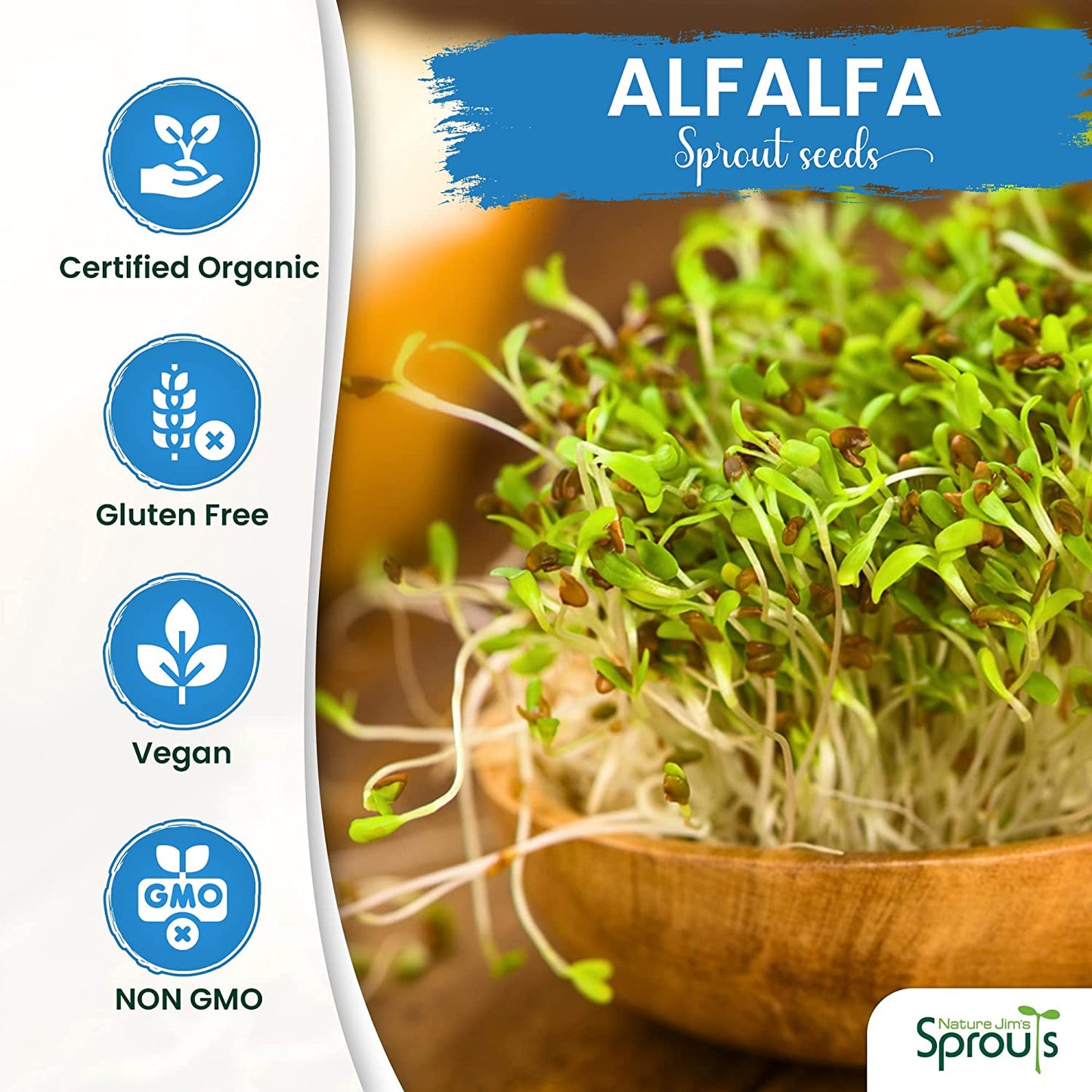 Alfalfa Seeds – 16 Oz Organic Sprouting Seeds – Non-Gmo Premium Alfalfa Seeds – Resealable Bag for Longer Freshness – Rich in Vitamins, Minerals, Fiber