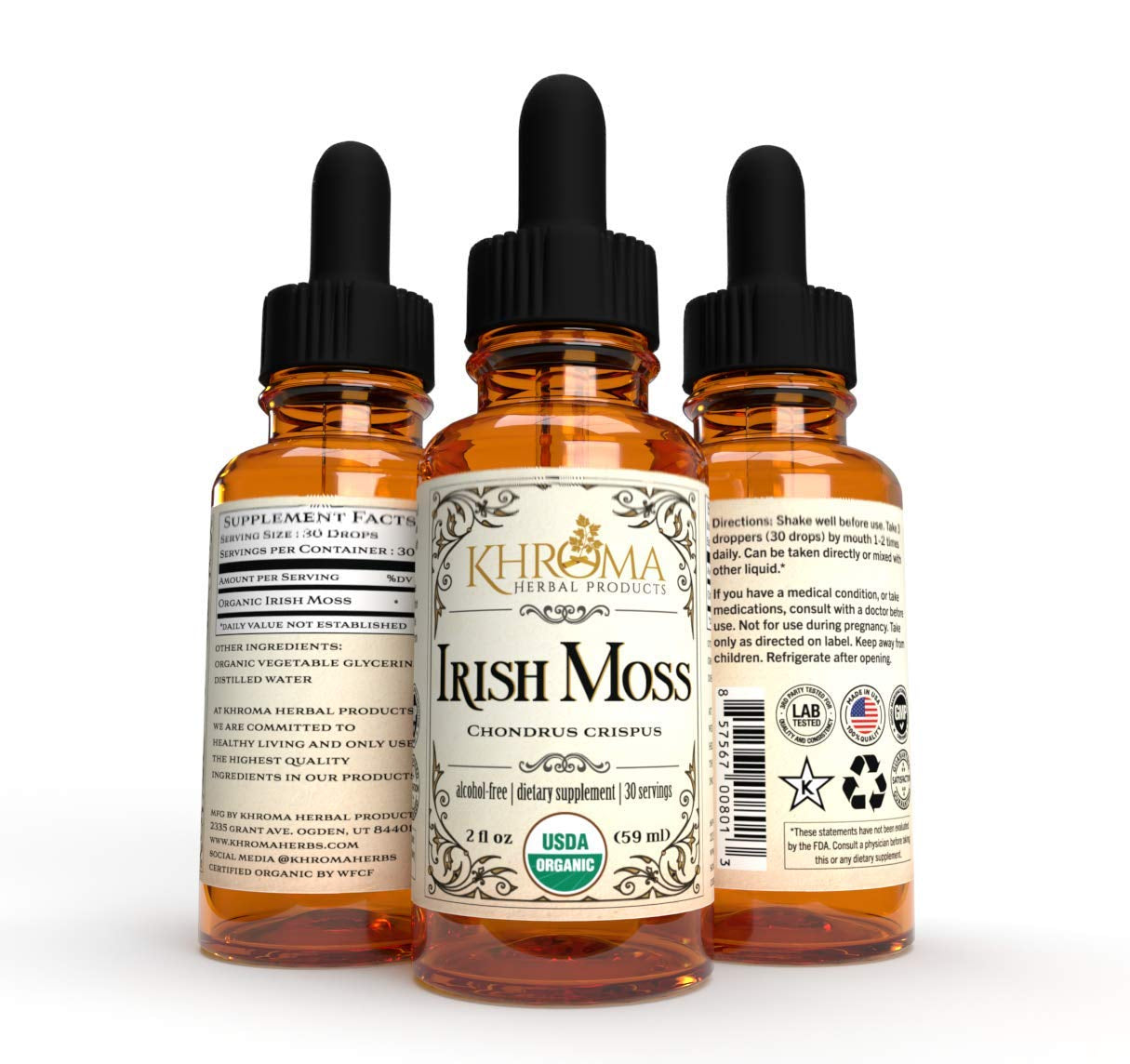 Organic Irish Moss - 2 Oz in Glass Bottle -  - Organic Sea Moss