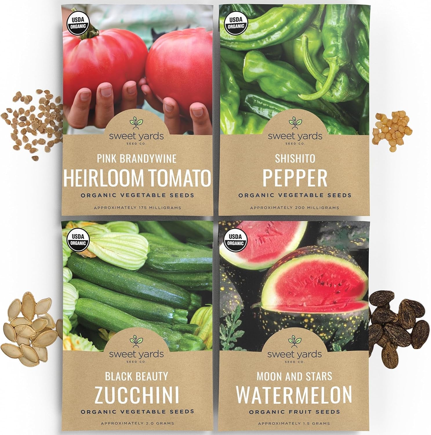 Organic Summer Vegetable Garden Seeds Variety Pack- Non-Gmo USDA Certified Organic Open Pollinated Heirloom USA Seed Packets