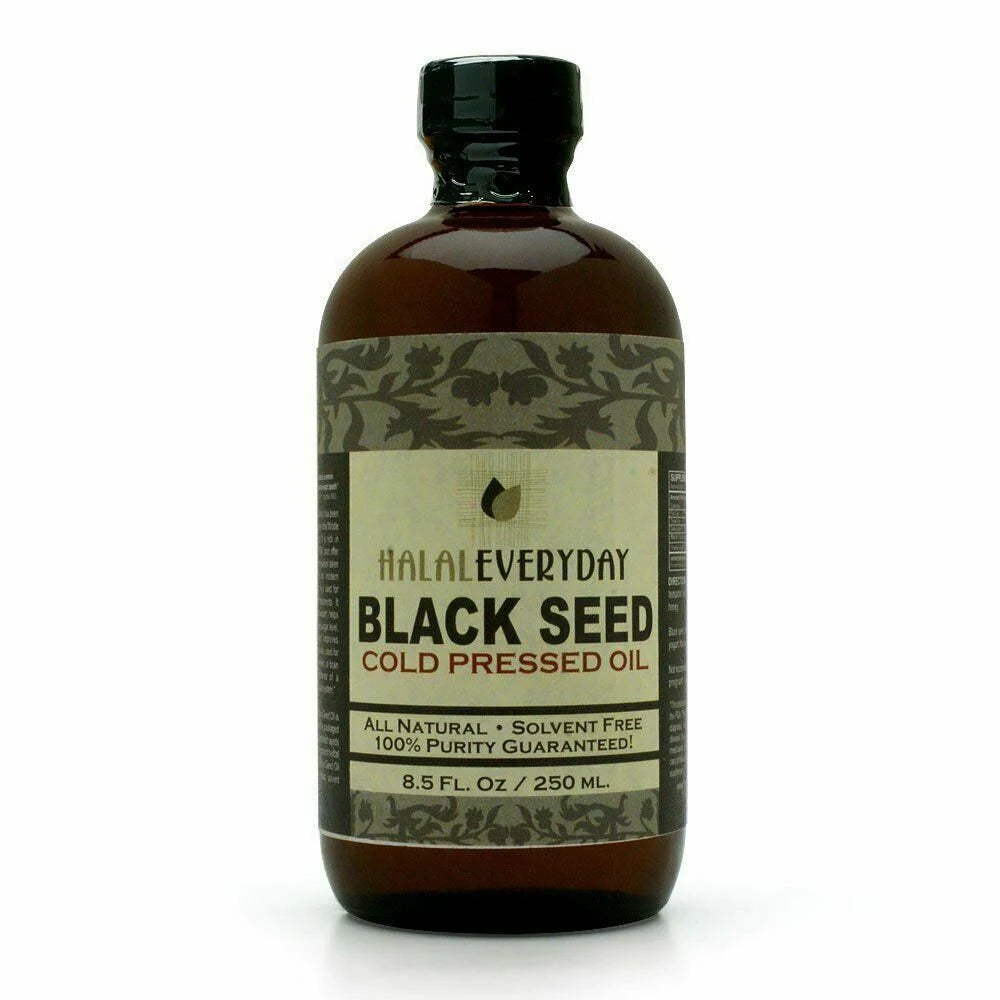 Black Seed Oil - 100% Pure Cold Pressed Natural Cumin Nigella Sativa Non-Gmo GLASS / PLASTIC Bottles - Halaleveryday - All Sizes Available!