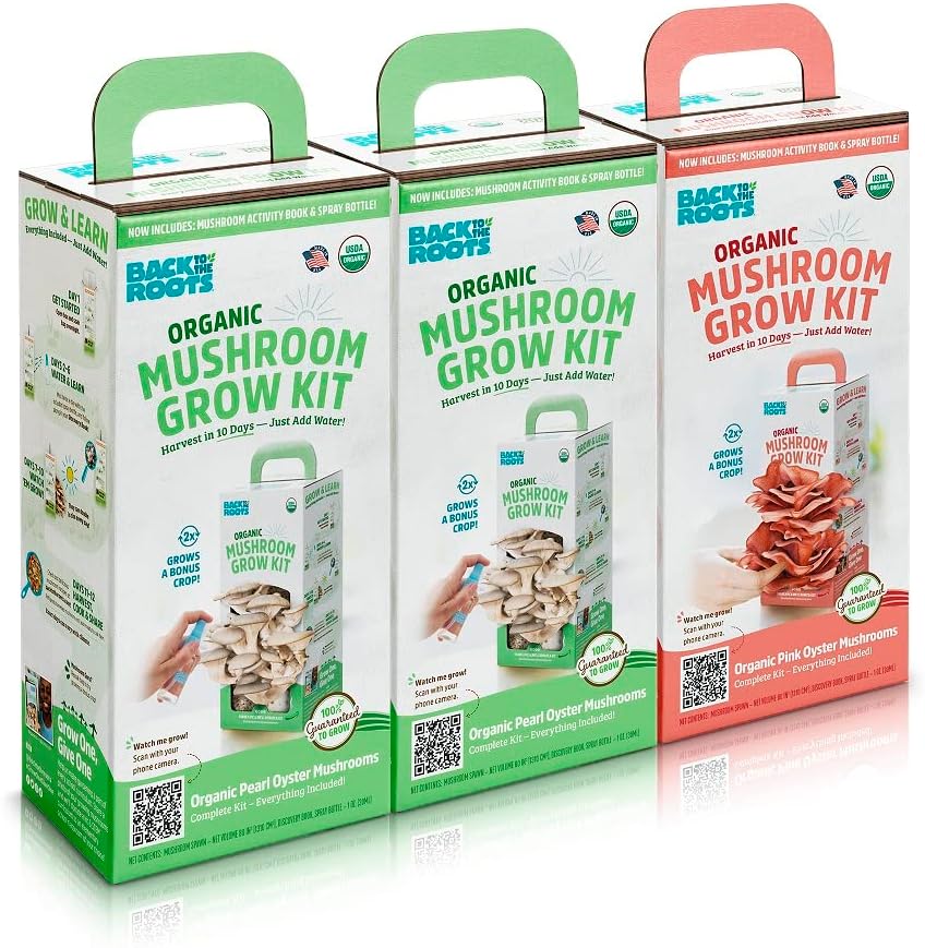 Organic Mushroom Grow Kit 3-Pack: Oyster, Oyster & Pink-Harvest Gourmet Mushroom in Just 10 Days