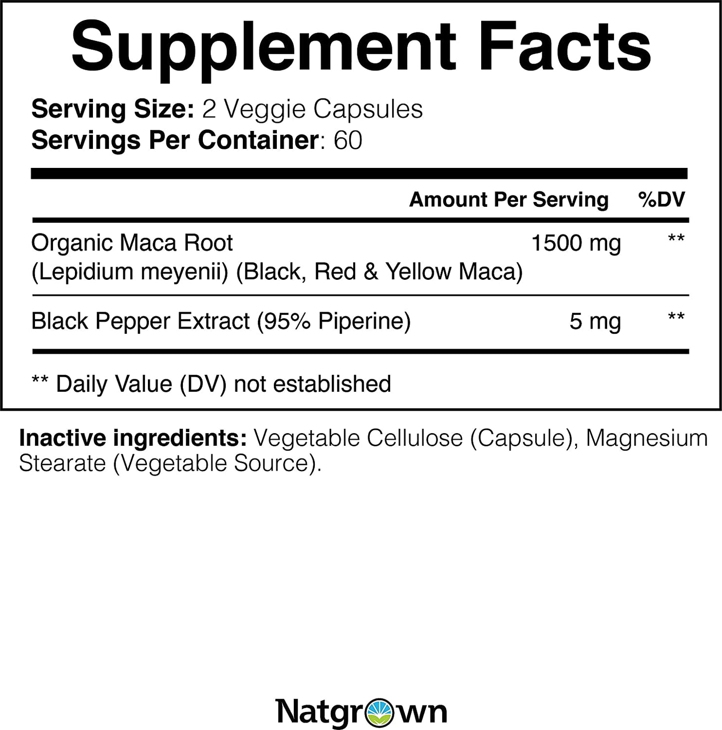 Organic Maca Root Powder Capsules 1500 Mg with Black + Red + Yellow Peruvian Maca Root Extract Supplement for Men and Women - Vegan Pills