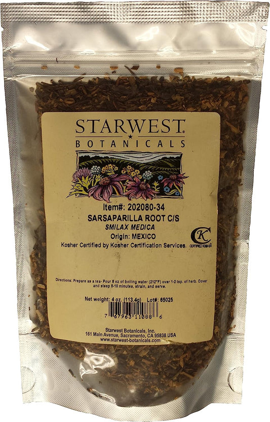 Sarsaparilla Root Cut and Sifted Mex Wildcrafted - Smilax Medica, 4 Ounce