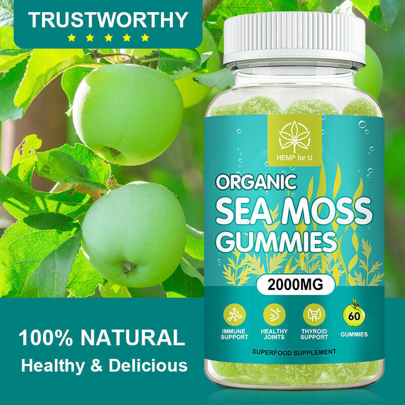 Organic Sea Moss Gummies - 100% Pure Irish Sea Moss Bladderwrack Burdock Root