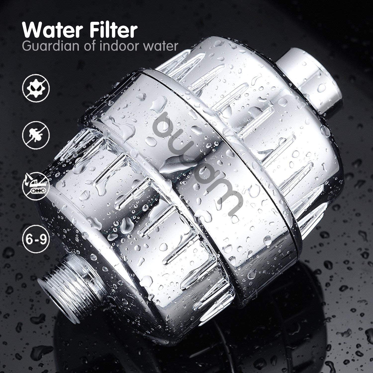 15 Stage Shower Filter - Shower Head Filter - Hard Water Filter, Remove Chlorine Heavy Metals and Other Sediments, Vitamin C Water Softener Reduces Dry Itchy Skin, Dandruff BWDM (Chrome)