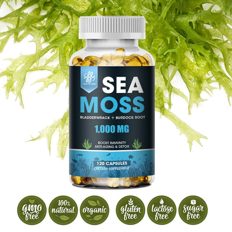 Organic Sea Moss Gummies - 100% Pure Irish Sea Moss Bladderwrack Burdock Root