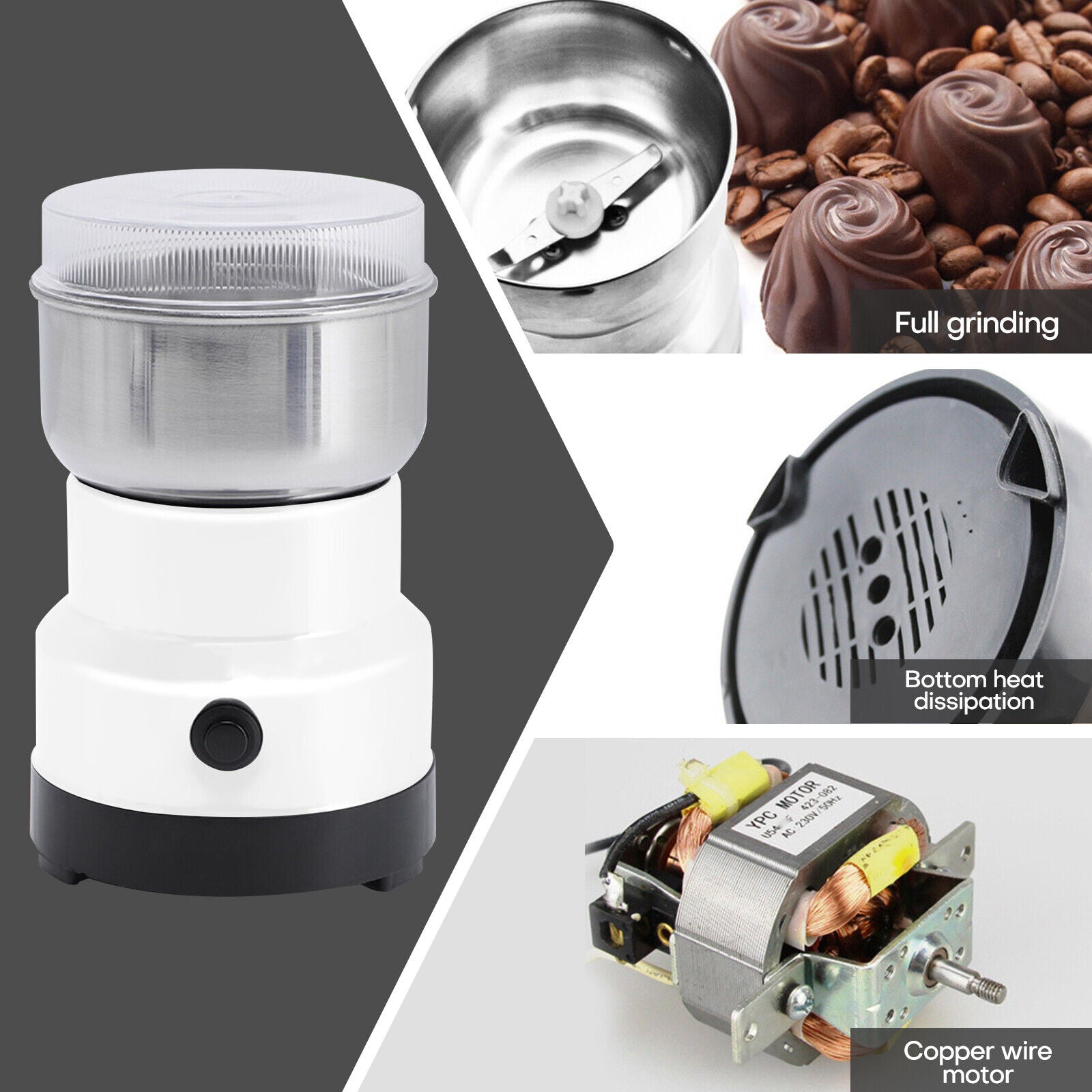 200W Electric Coffee Bean Grinder Nut Seed Herb Grind Spice Crusher Mill Blender