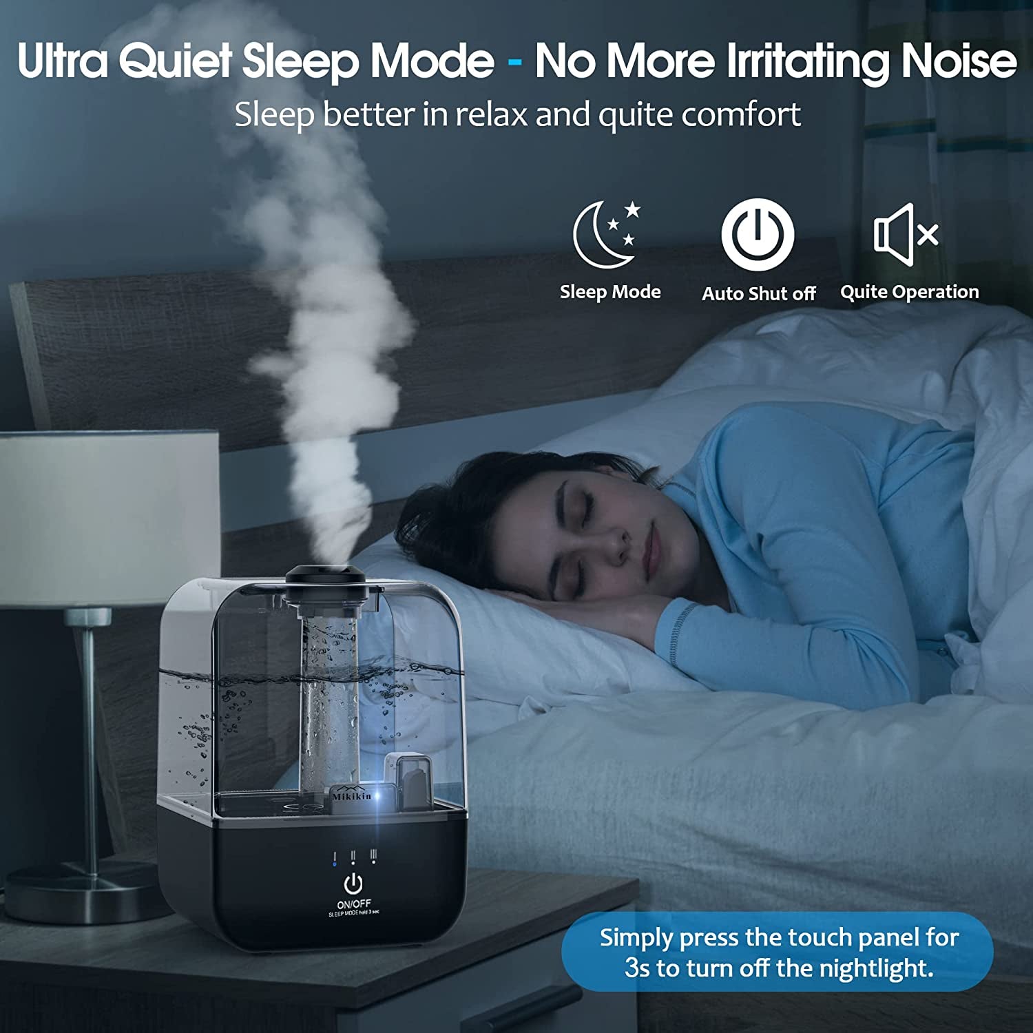 Cool Mist Humidifier, Ultrasonic Air Humidifiers for Bedroom Babies Home, 4.5L Large Top Fill Desk Humidifiers with Three Mist Modes, 360° Nozzle, Auto Shut-Off, Lasts up to 30 Hours, Super Quiet