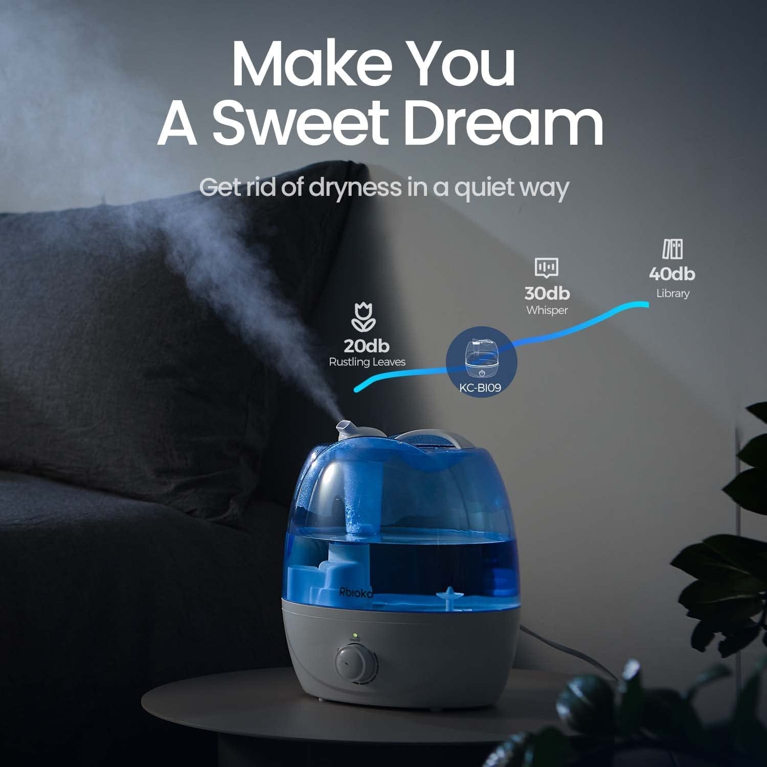 ® 2.6L Cool Mist Humidifiers for Bedroom Whisper Quiet, Ultrasonic Vaporizer for Baby & Nursery, Indoor Plants & Whole House -Adjustable 360 Rotation Nozzle, Easy to Clean, Auto-Shut Off