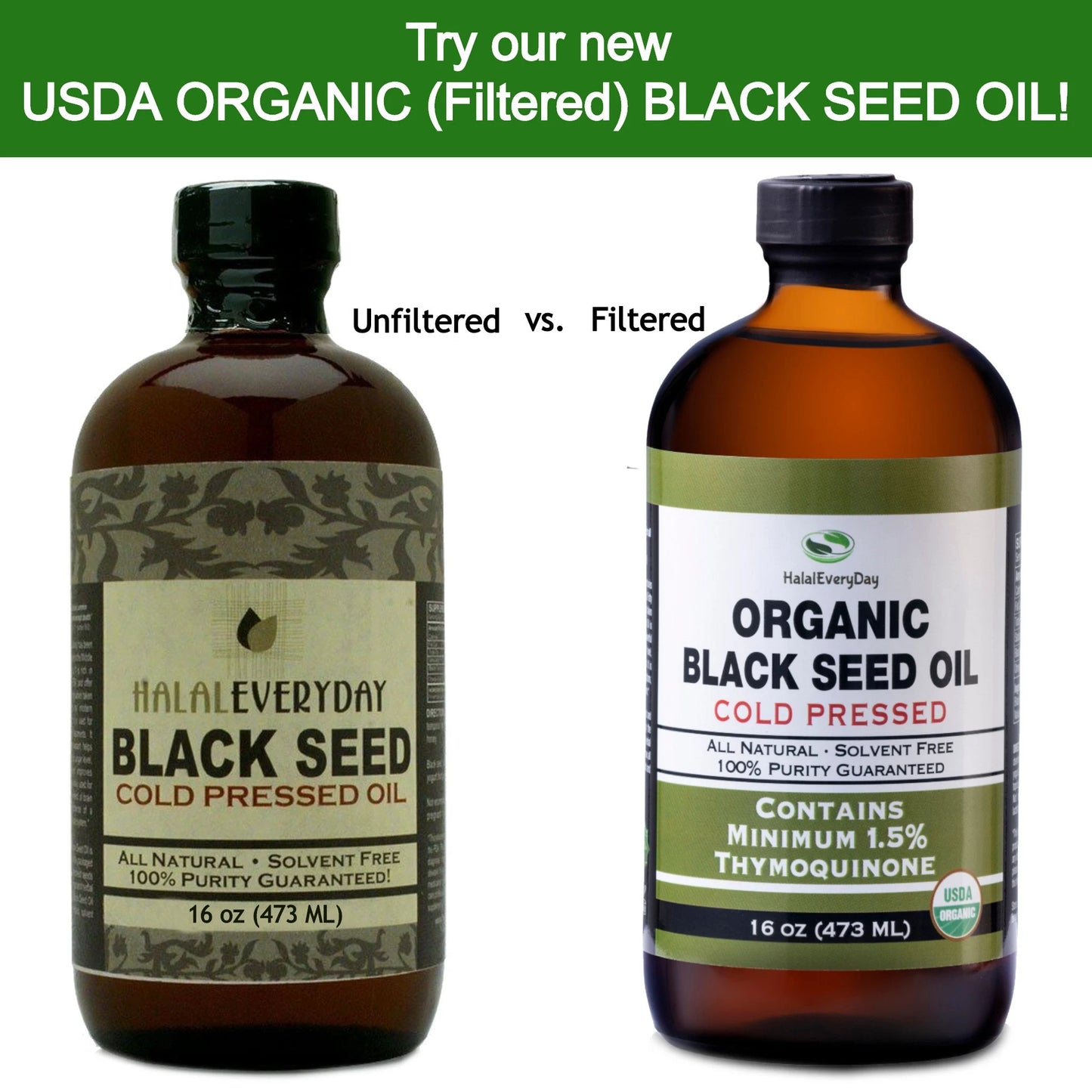 Black Seed Oil - 100% Pure Cold Pressed Natural Cumin Nigella Sativa Non-Gmo GLASS / PLASTIC Bottles - Halaleveryday - All Sizes Available!