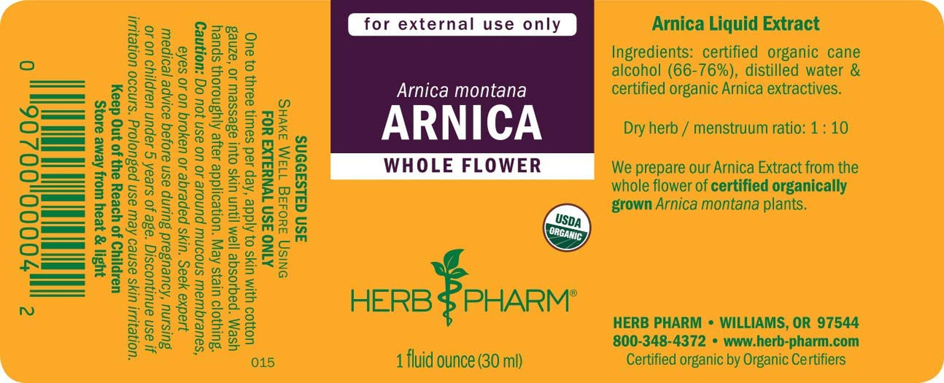 Certified Organic Oil, Arnica, 1 Fl Oz