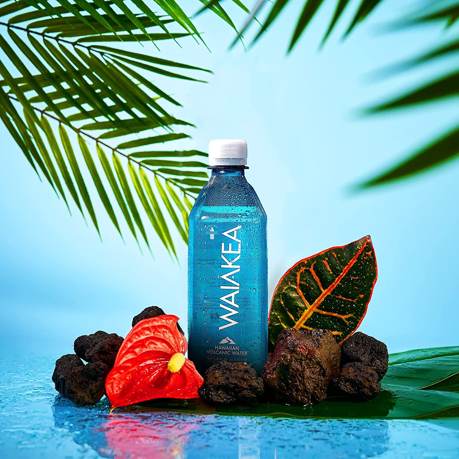 Waiakea Hawaiian Volcanic Water, Naturally Alkaline, 100% Recycled Bottle, 16.9 Fl Oz (Pack of 24)