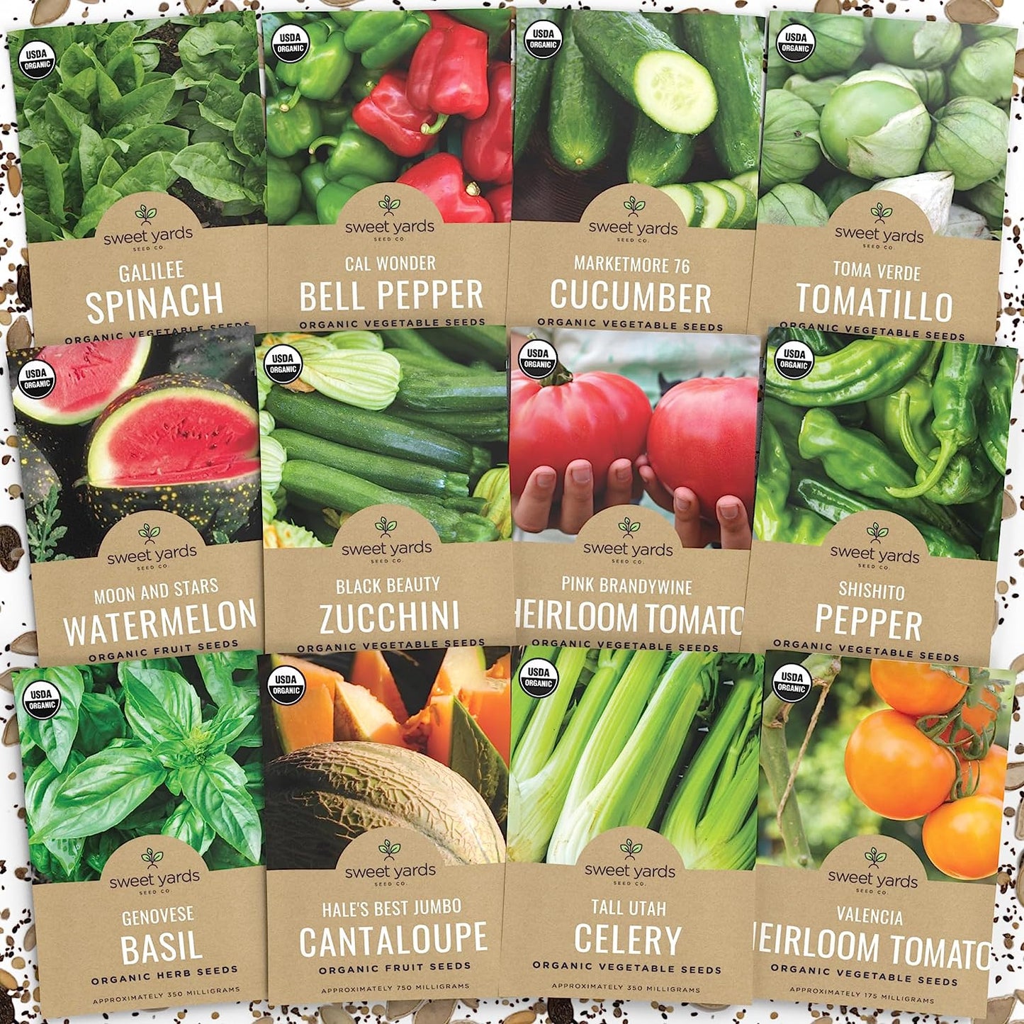 Organic Summer Vegetable Garden Seeds Variety Pack- Non-Gmo USDA Certified Organic Open Pollinated Heirloom USA Seed Packets