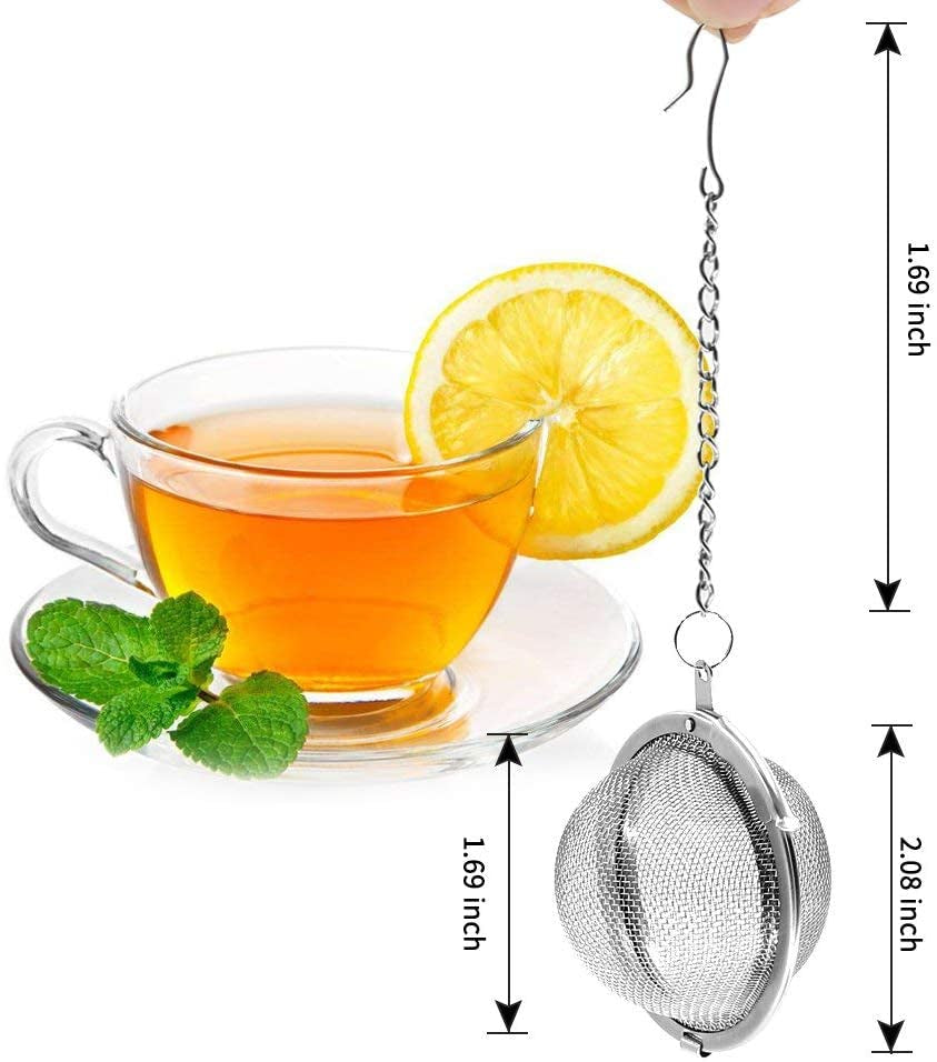 2Pcs Stainless Steel Mesh Tea Ball 2.1 Inch Tea Strainers Tea Infuser Strainer Filters for Tea