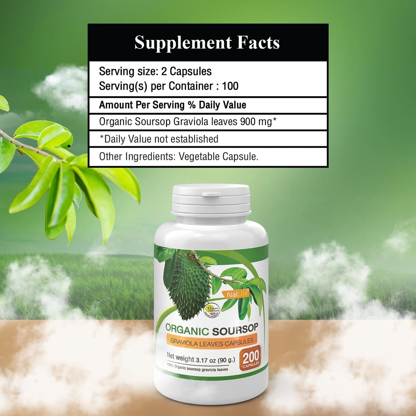 Organic Soursop Graviola Leaves 200 Capsules