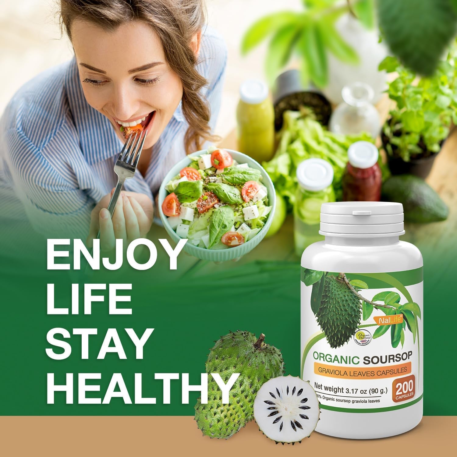 Organic Soursop Graviola Leaves 200 Capsules