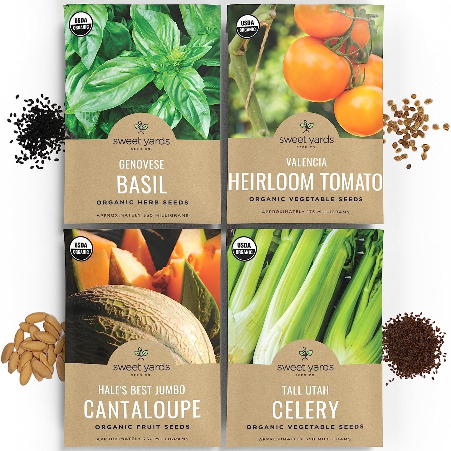 Organic Summer Vegetable Garden Seeds Variety Pack- Non-Gmo USDA Certified Organic Open Pollinated Heirloom USA Seed Packets