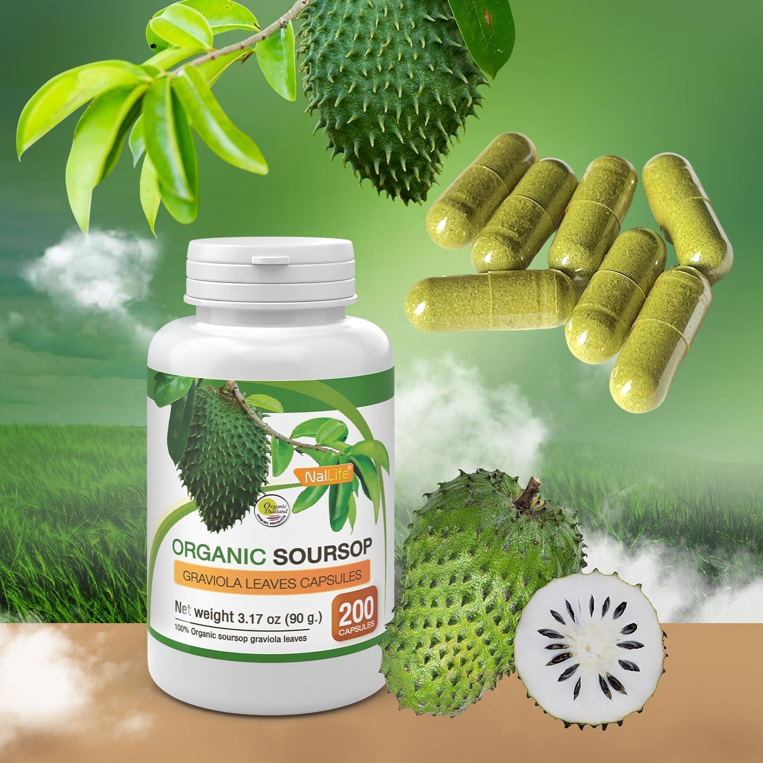 Organic Soursop Graviola Leaves 200 Capsules