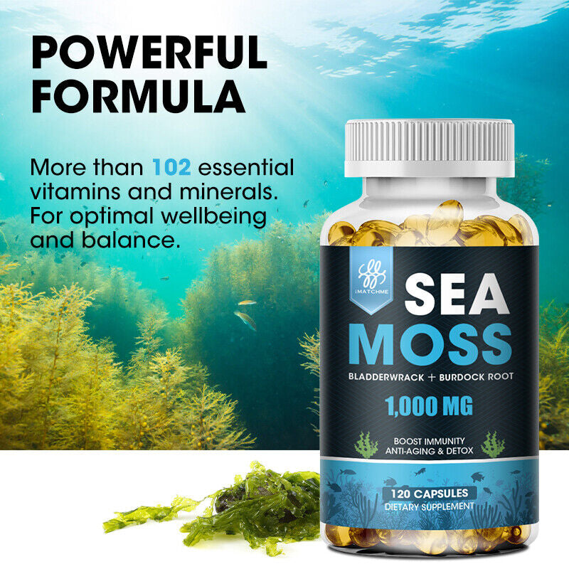 Organic Sea Moss Gummies - 100% Pure Irish Sea Moss Bladderwrack Burdock Root