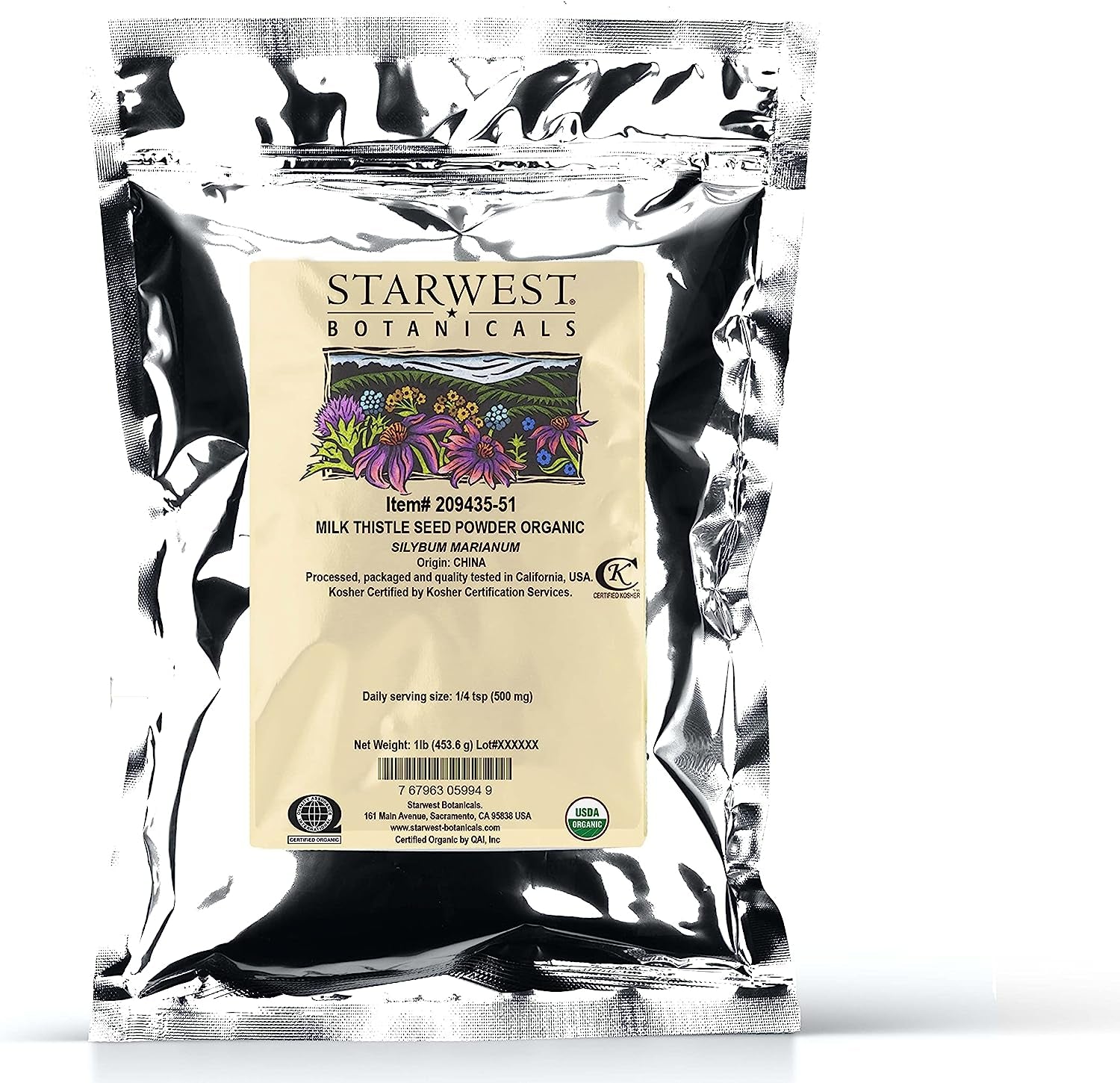 Starwest Botanicals Organic Milk Thistle Seed Powder, 1 Pound