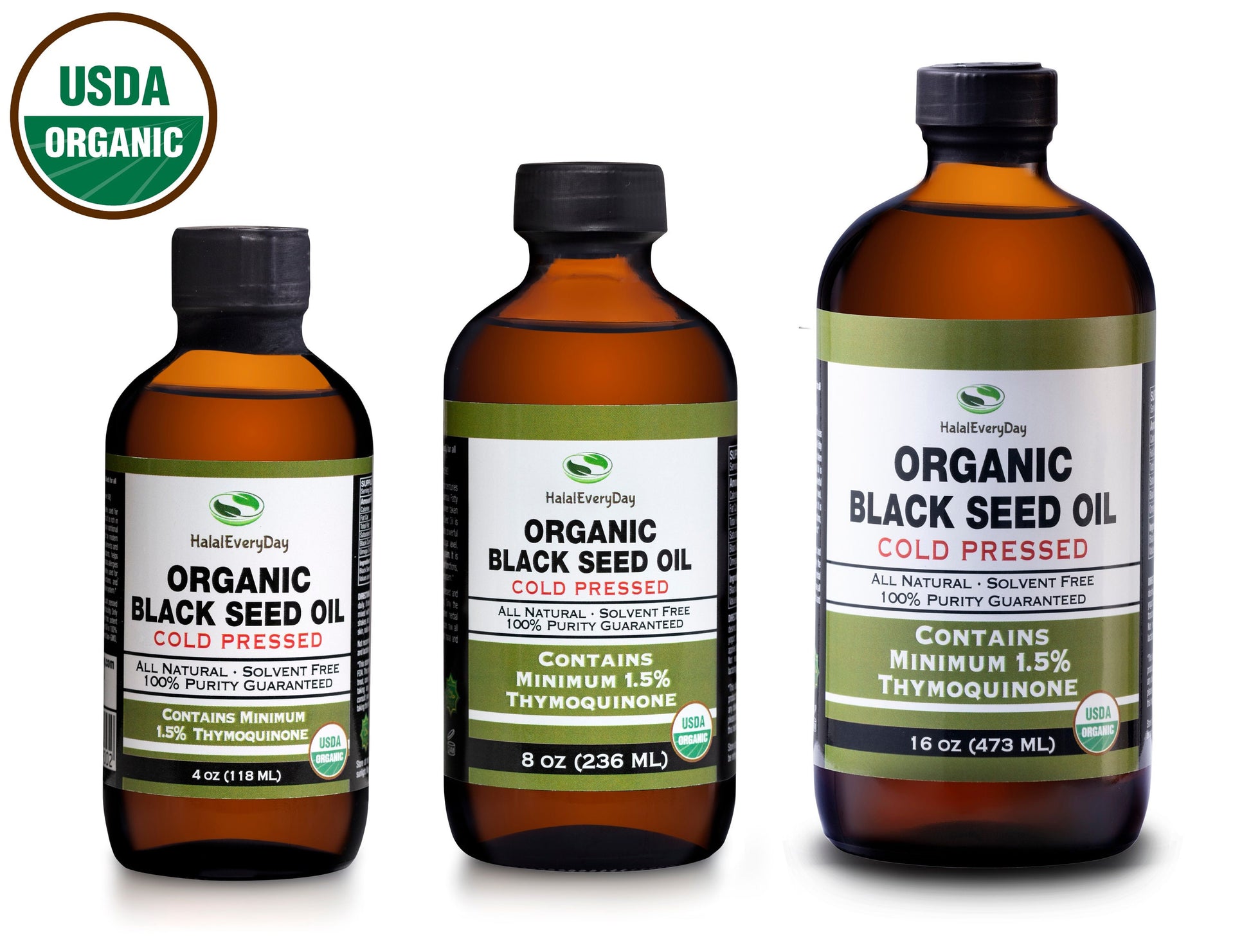 Black Seed Oil - 100% Pure Cold Pressed Natural Cumin Nigella Sativa Non-Gmo GLASS / PLASTIC Bottles - Halaleveryday - All Sizes Available!